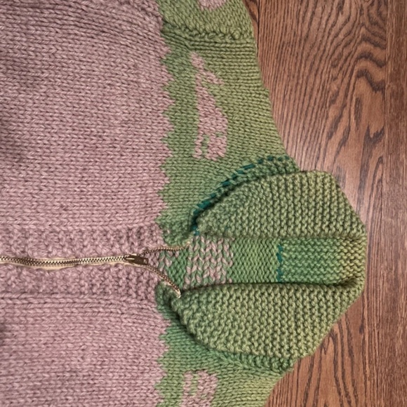 Vintage Rare Large Cowichan Zip Up Sweater 1960s - Picture 2 of 5